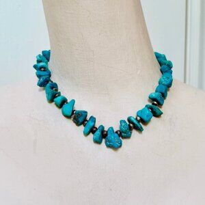 Vintage Navajo Sterling SIlver & Nugget Turquoise Necklace